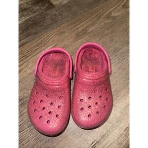 Crocs Pink Glitter Girls Sz 11 Clogs